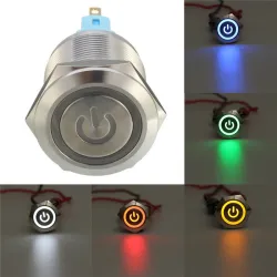6 Pin 22mm 12V Led Light Metal Push -painikkeen latching-kytkin
