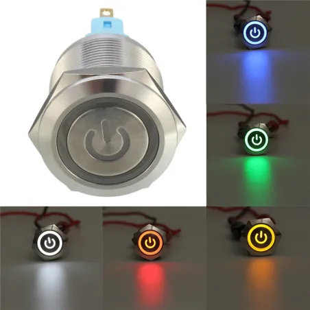 6 Pin 22mm 12V Led light metal push knapp latching switch