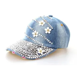 Puuvilla Jeans Rhinestone Cap Baseball Hattu