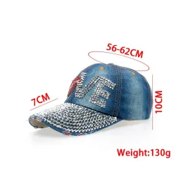 Sombreros & gorrasVintage - Gorra de béisbol Jeans con diamantes de imitación - sombrero - algodón