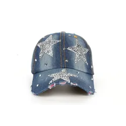 Muodikas puuvilla / farkut baseball cap rhinestones tähtiä