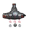 Forehead headlight Zoom flashlight - fackla - 3 XML-T6 LED lampa