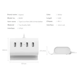 Ugreen USB CHUB 4 Ports Super Speed Interface Splitter (käytetty)
