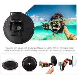 TELESIN 6" Waterproof Case Floating Trigger for GoPro Hero 4 3 3+ Lens Dome Cover Housing