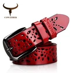 Ceinture en cuir véritable avec motif fleur