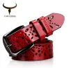 Ceinture en cuir véritable avec motif fleur
