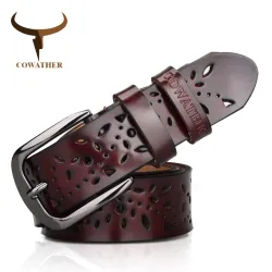Ceinture en cuir véritable avec motif fleur