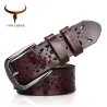 Ceinture en cuir véritable avec motif fleur