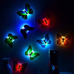 variopinto artificiale farfalla LED notte luce lampada Wall Sticker