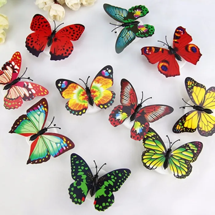 ApliquesColorido artificial mariposa de la noche LED luz de la lámpara de la pared pegatina