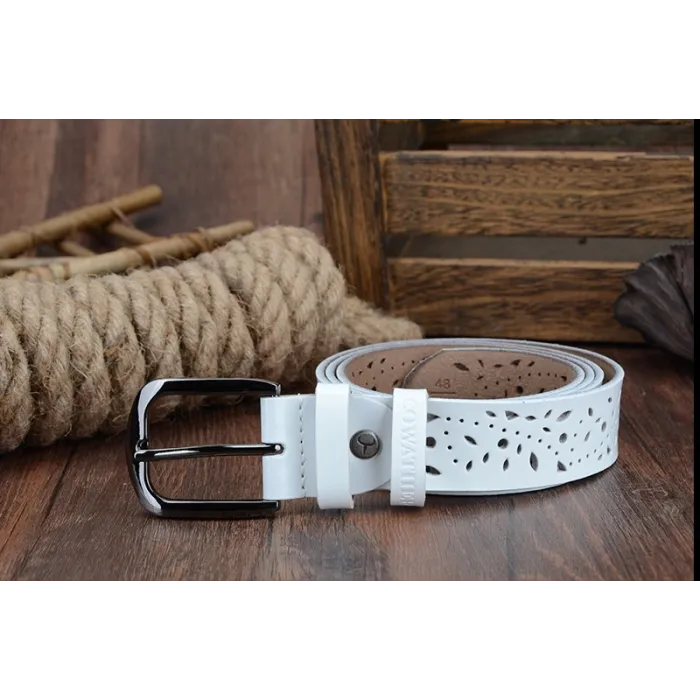 Genuine leren riem met bloemenmotifRiemen