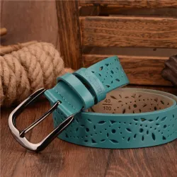Ceinture en cuir véritable avec motif fleur