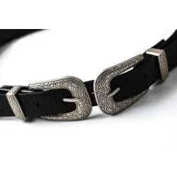 Bracelet en cuir double boucle vintage