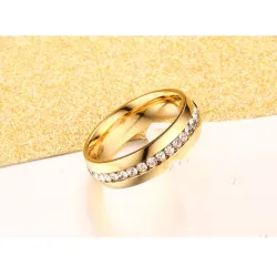Gold - silver classic ring with zirconia