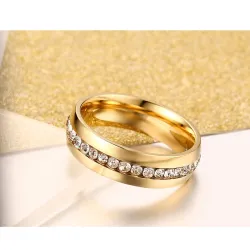 Gold - silver classic ring with zirconia