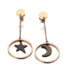 Star & Moon Stainless Steel Long Earrings Näytä tarkat tiedot