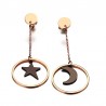 Star & Moon Stainless Steel Long EarringsEarrings