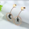 AretesPendientes de acero inoxidable Star & Moon Long