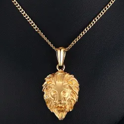 Ciondolo testa leone collana d'oro