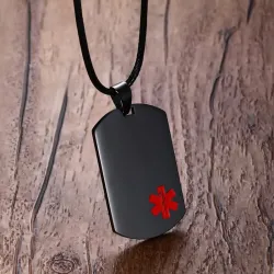 Panneau médical pendentif - collier en cuir - unisexe