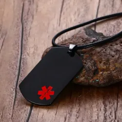 CollaresColgante de señal médica - collar de cuero - unisex