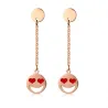 Steel Red Heart Long EarringsOorbellen