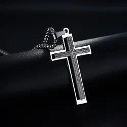 Cross with Spanish Bible - ruostumaton teräs kaulakoru - unsex