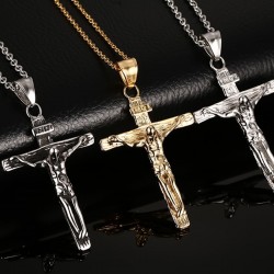 Vintage Crucifix Anhänger Edelstahl Halskette
