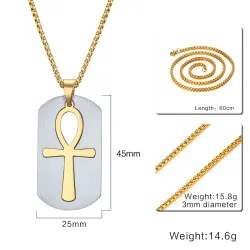 Removable Egyptian Ankh cross pendant stainless steel necklace
