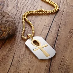 Removable Egyptian Ankh cross pendant stainless steel necklace