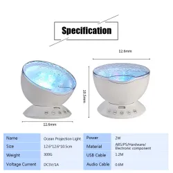 Ocean-aallot - tähtitaivas - USB LED Night Light - projektori