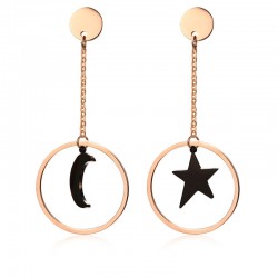 Boucles d'oreilles en acier inoxydable Star & Moon