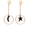 AretesPendientes de acero inoxidable Star & Moon Long