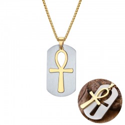 Removable Egyptian Ankh cross pendant stainless steel necklace
