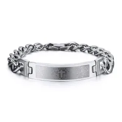 Pulseira de aço inoxidável da cruz da Bíblia