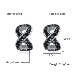 Black crystal infinity stud örhängen