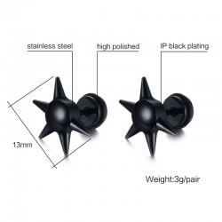 Black Nail Stud Earrings Unisex