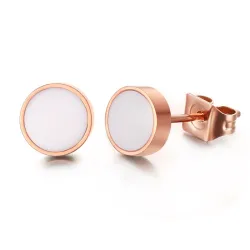 AretesPendientes redondos de oro rosa blanco