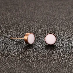 AretesPendientes redondos de oro rosa blanco