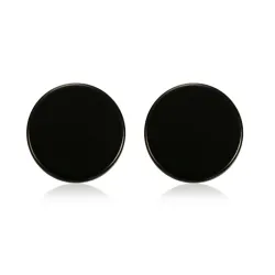 Boucles d'oreilles rondes en noir et argent