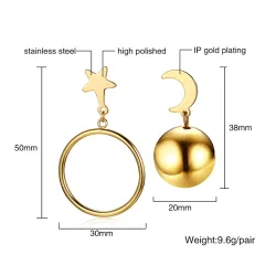 AretesStar & Moon Asymmetric Pendientes