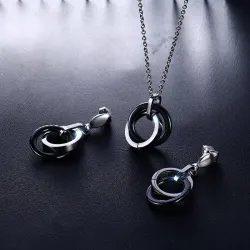 Conjuntos de joyasPendientes redondos de cerámica negro & collar - conjunto de joyas
