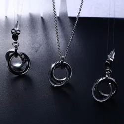 Conjuntos de joyasPendientes redondos de cerámica negro & collar - conjunto de joyas