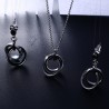 Czarne ceramiczne okrągłe kolczyki i naszyjnik - zestaw biżuteriiKomplety Biżuterii