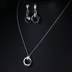 Conjuntos de joyasPendientes redondos de cerámica negro & collar - conjunto de joyas