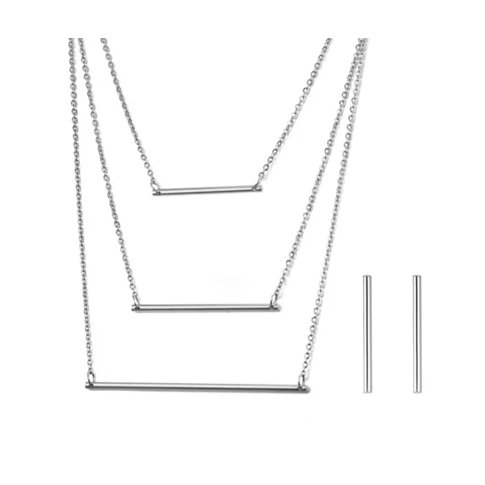 Collana 3 strati e orecchini Set di gioielli