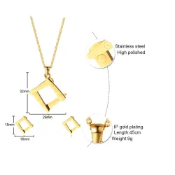 Irregular Square Shape halsband & örhängen Smycken Set
