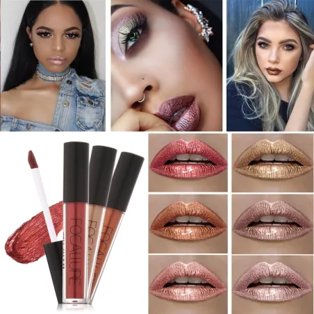 Långvarig Lipstick Nude Gold Metallic Lipgloss
