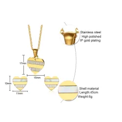 Gold Heart Pearl Earrings Necklace jalokivi