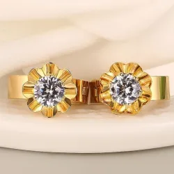 AretesPendientes de oro con zirconia